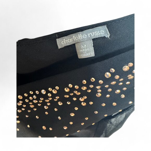 Charlotte Russe Black Cropped Tank with Rhinestone Detailing - Size M - Picture 2 of 5